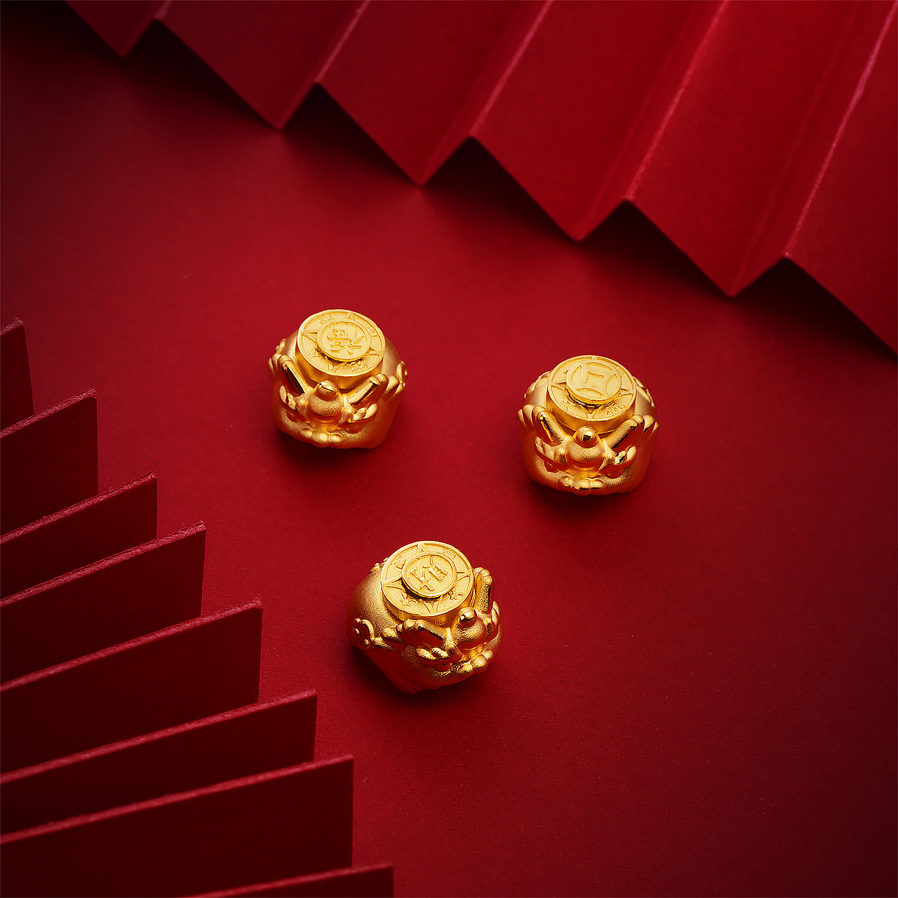 明牌珠宝黄金串珠3d硬金足金好运貔貅可转动转运珠手串