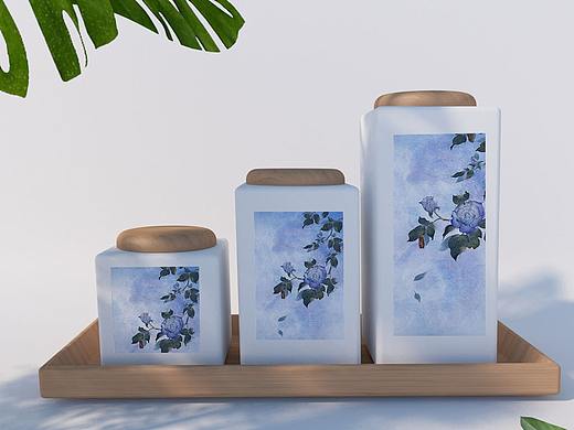 两个国风花卉包装插图