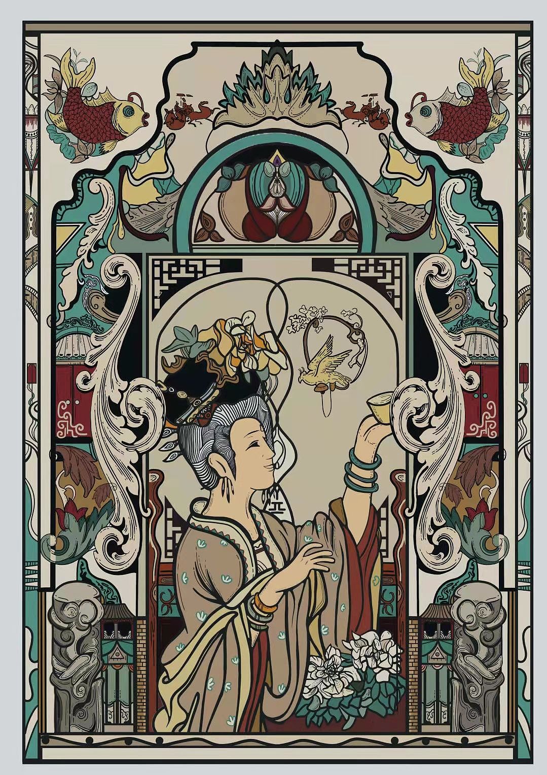 杨贵妃饮茶（图ZMjkzODcyMDUy） - 创作习作 - 站酷设计师Z217790490原创素材 - 站酷ZCOOL