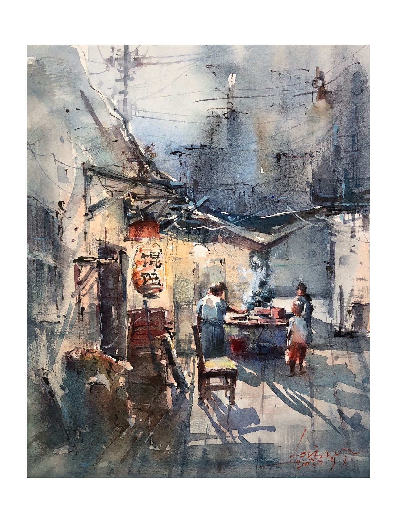 淡彩的方式画花也很美钢笔淡彩,古老的教堂,高清步骤图水彩风景教程05