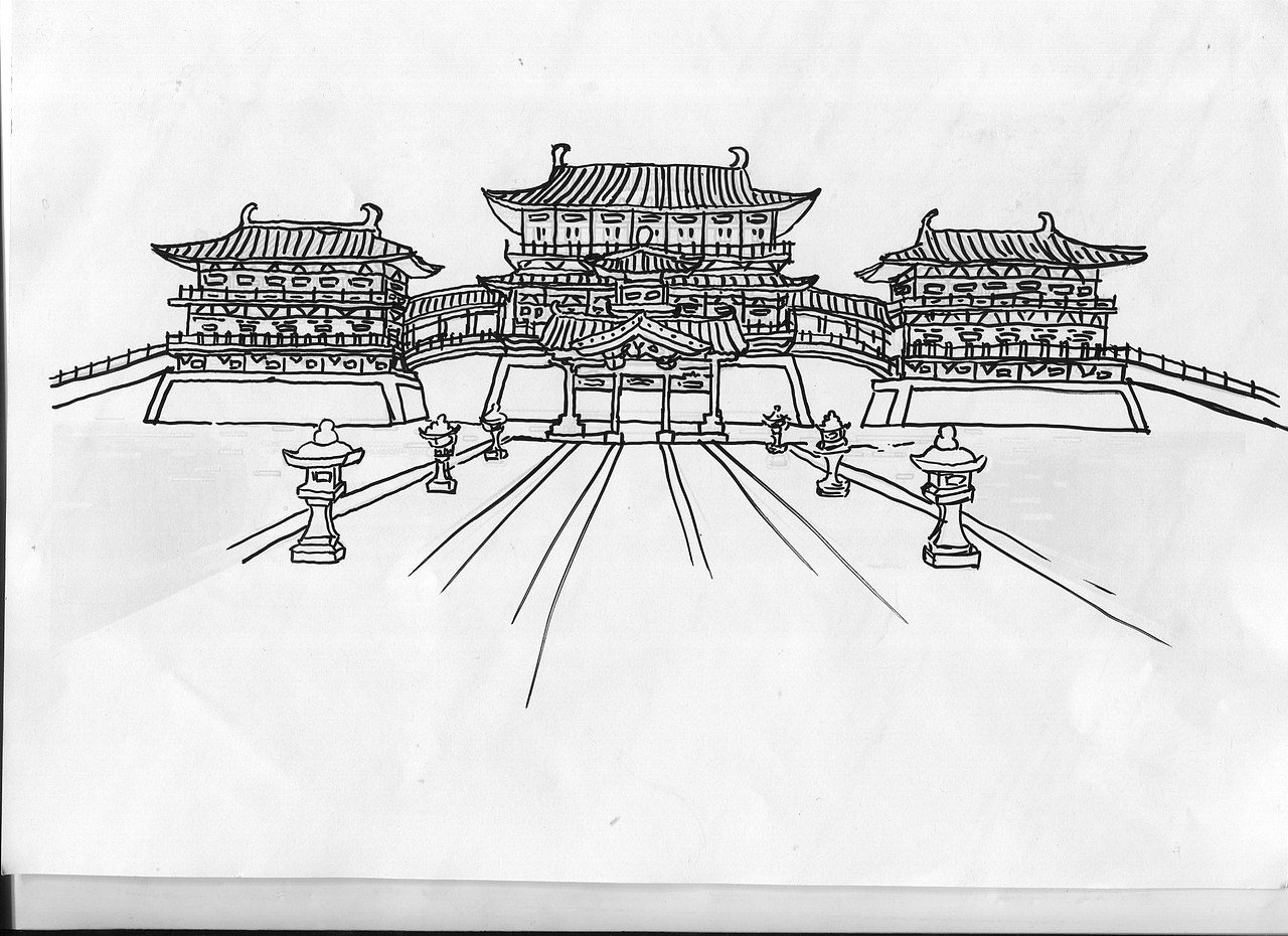 手绘洛阳九洲池