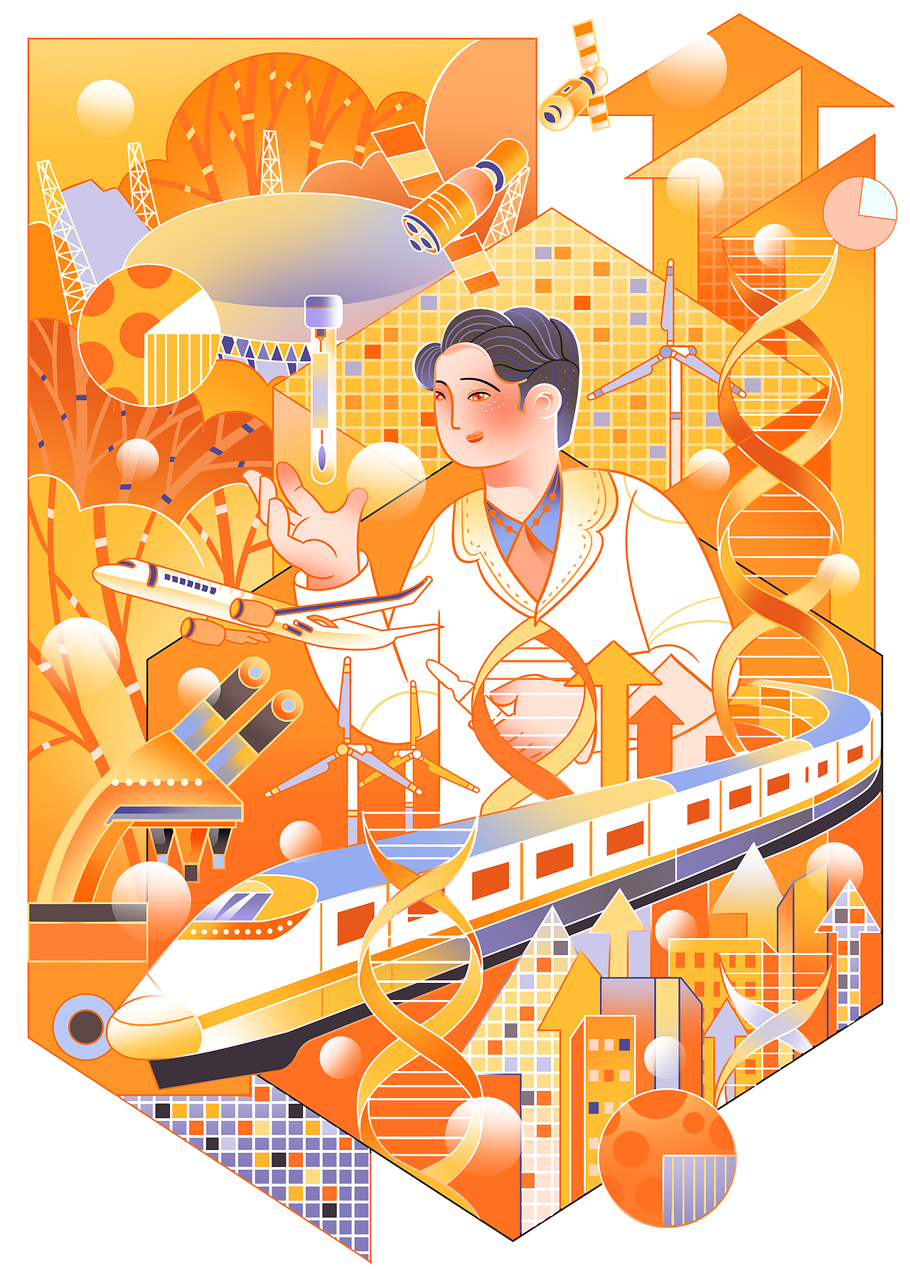 新一期日报风插画《医疗科技新生活》（图ZMzIxMTc0ODEy） - 商业插画 - 站酷设计师插画师向上原创素材 - 站酷ZCOOL