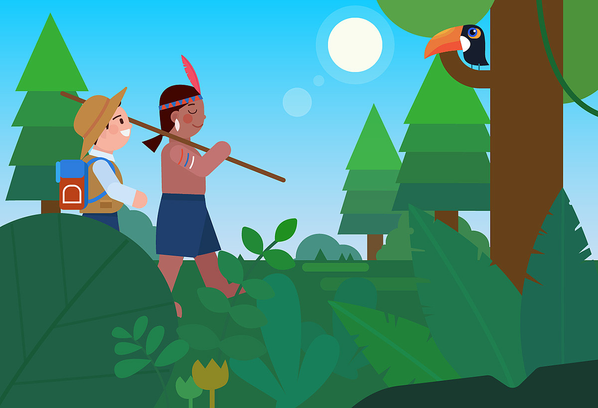 英语学习类 App 课程扁平插图