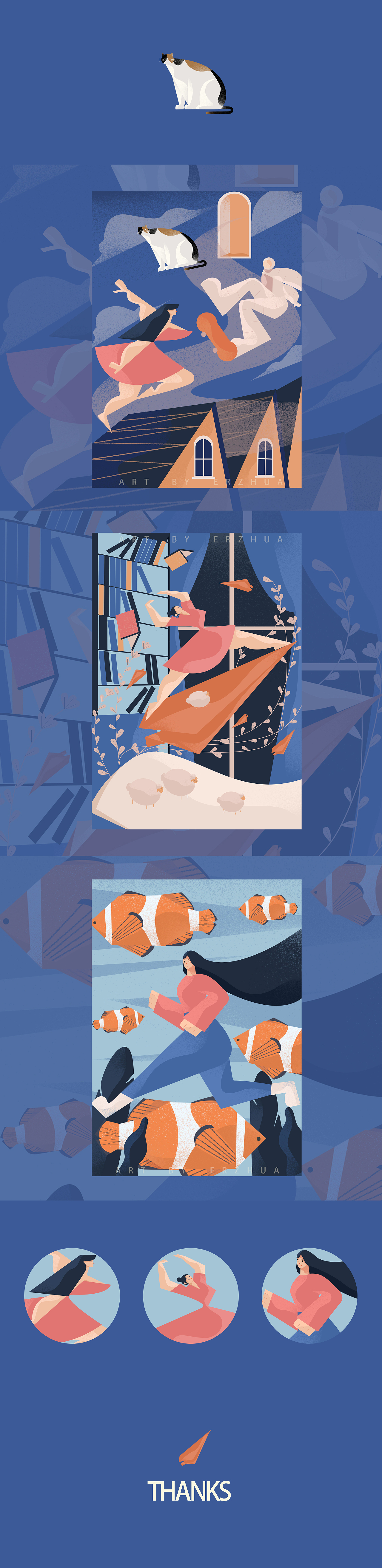 扁平主题系列插画—自由自在