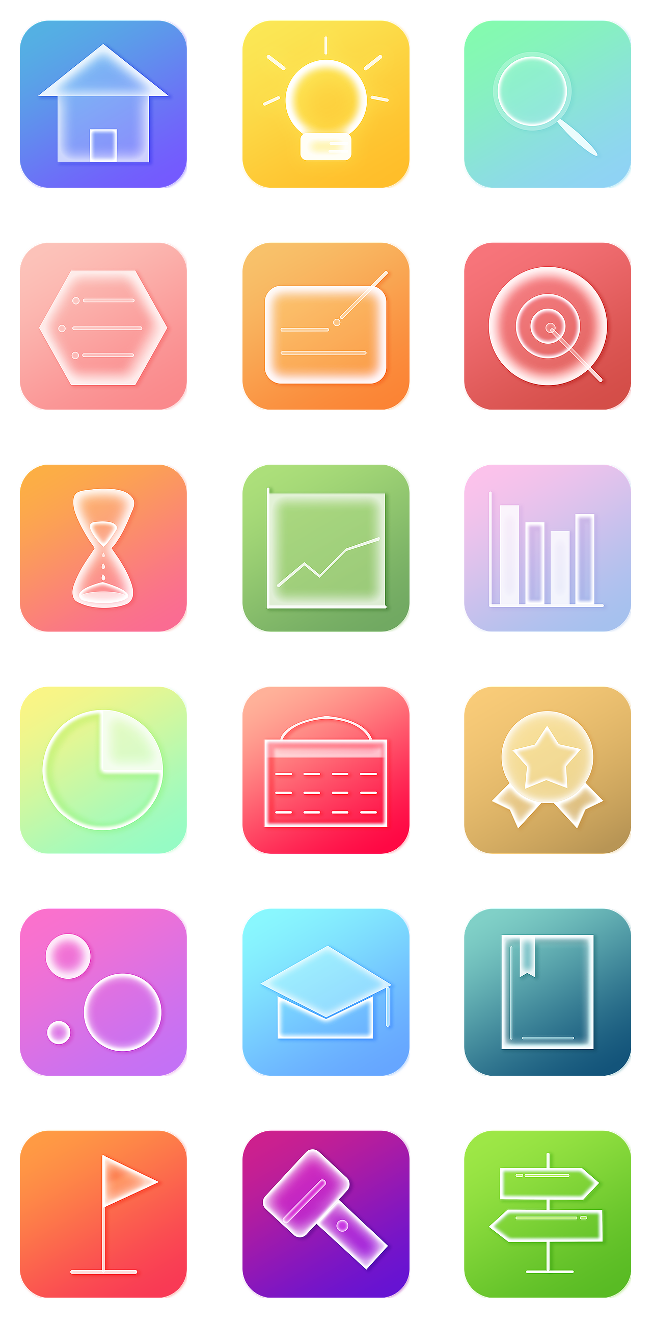 扁平化玻璃质感半透明渐变图标