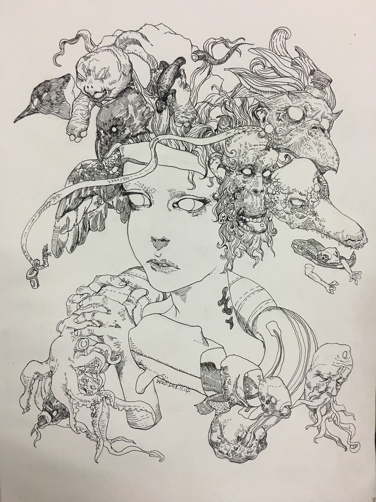 临摹的一张寺田克也先生的一副线稿.