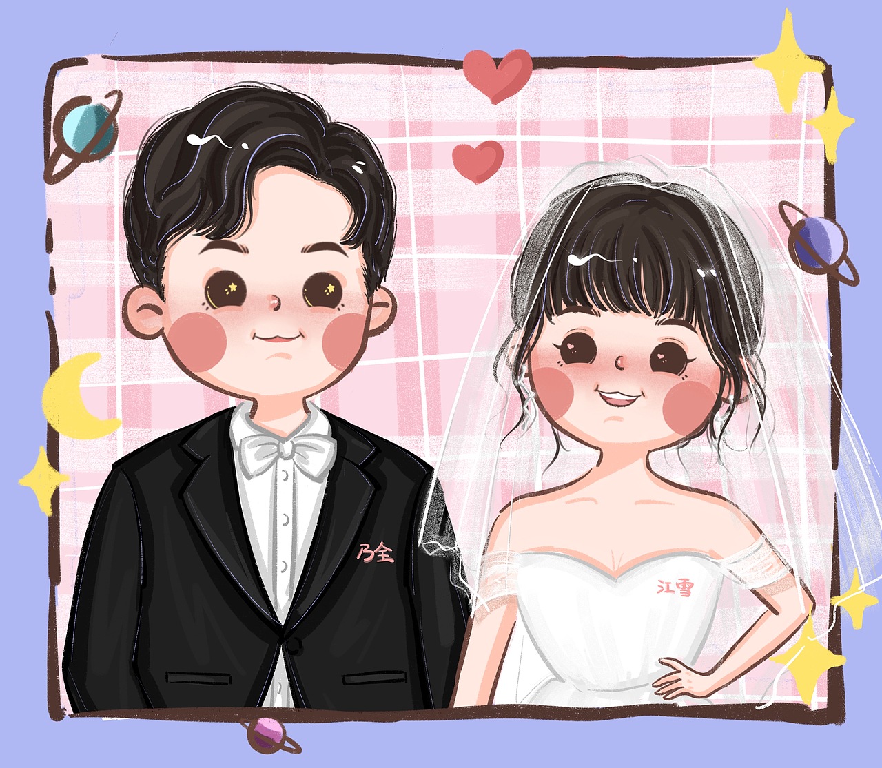 婚纱结婚照手绘