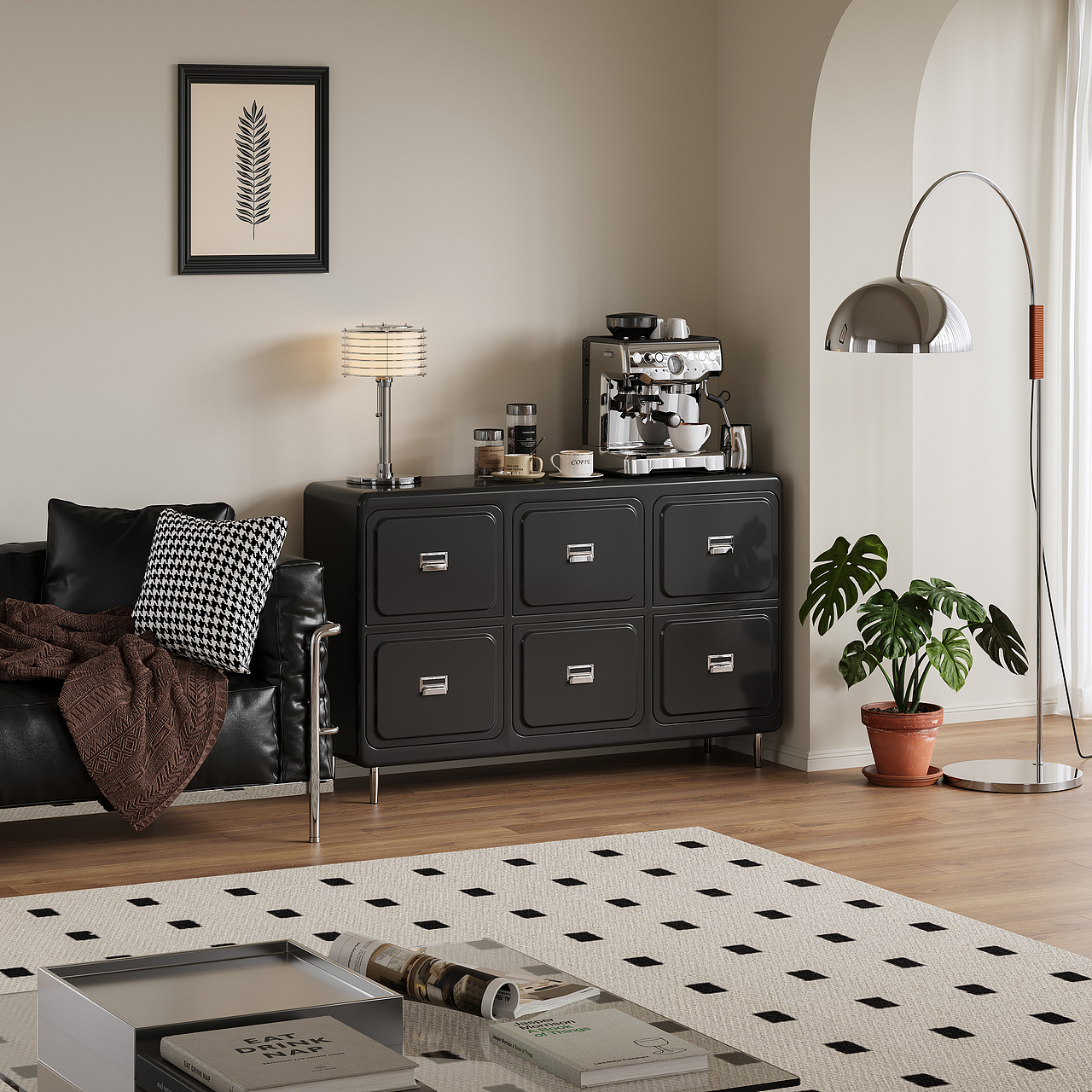 收纳奶油六斗柜