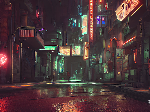 #AI创作实验室#夜晚 赛博朋克 巷子（个人主页-ZNjI3MTI0ODg=） - AI作品 - 站酷设计师小隐无为原创素材 - 站酷ZCOOL