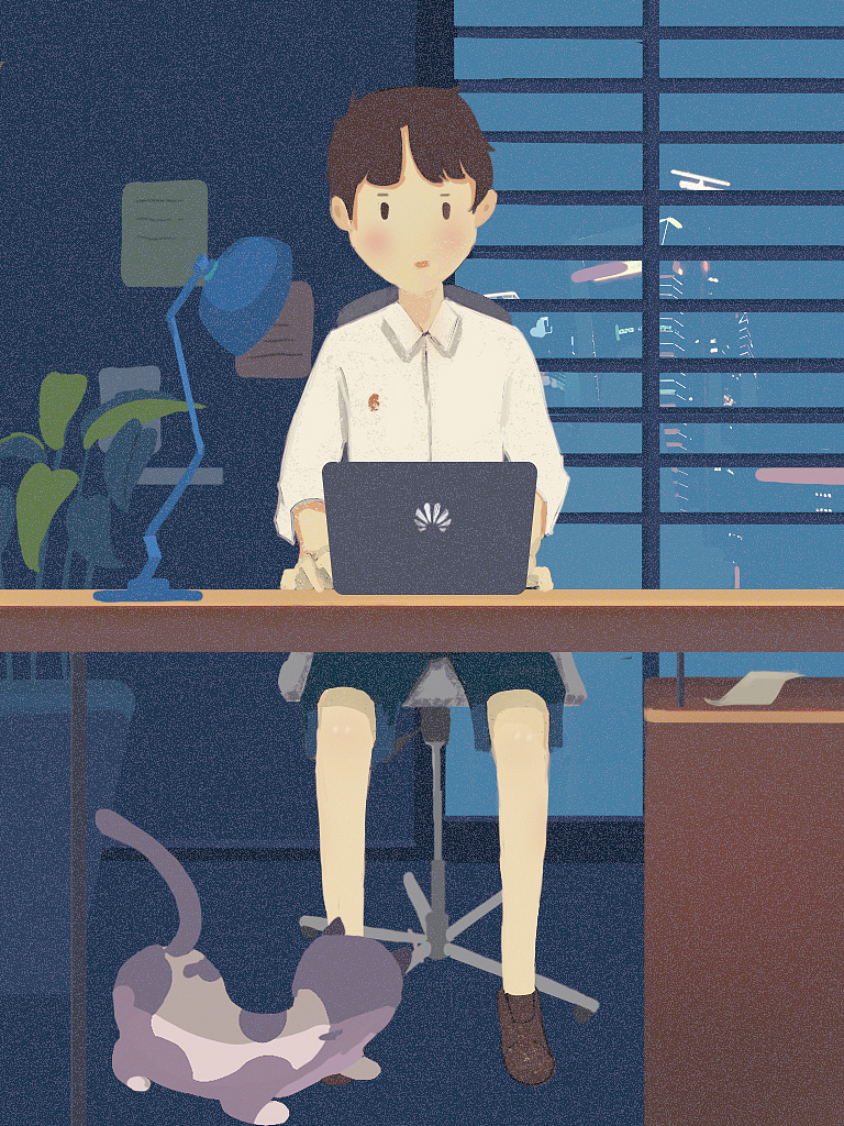 深夜加班|插画|商业插画|翠樽 - 原创作品 - 站酷 (zcool)