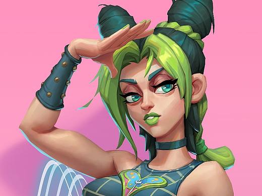 最近JOJO石之海续播，正好画了个空条徐伦