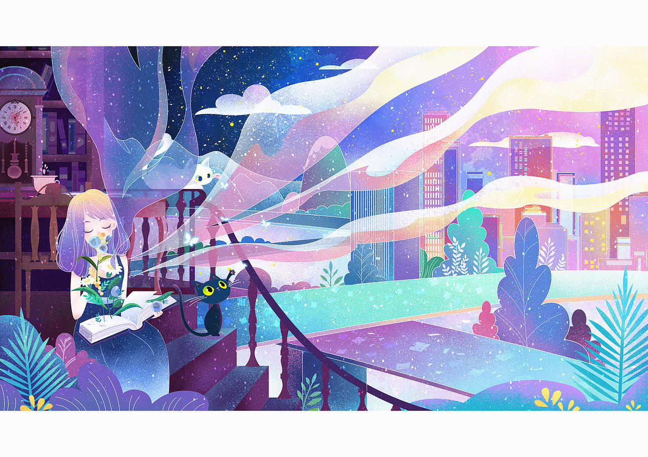 整个夜晚（图ZMTI1NjQzMDg4） - 艺术插画 - 站酷设计师LilBee原创素材 - 站酷ZCOOL