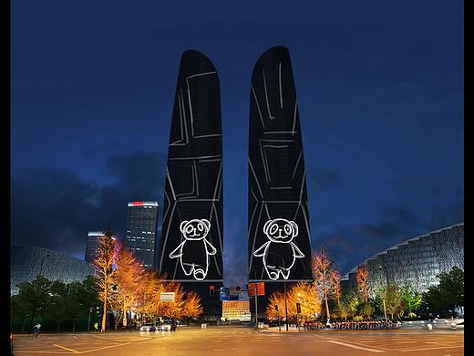 成都双子塔灯光秀前期分镜