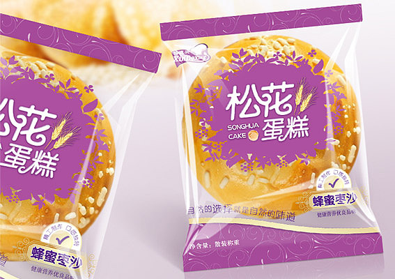 松花蛋糕系列糕点包装袋设计、休闲食品包装设计、蛋糕包装盒设计、食品包装袋设计公司、上海蛋糕包装设计