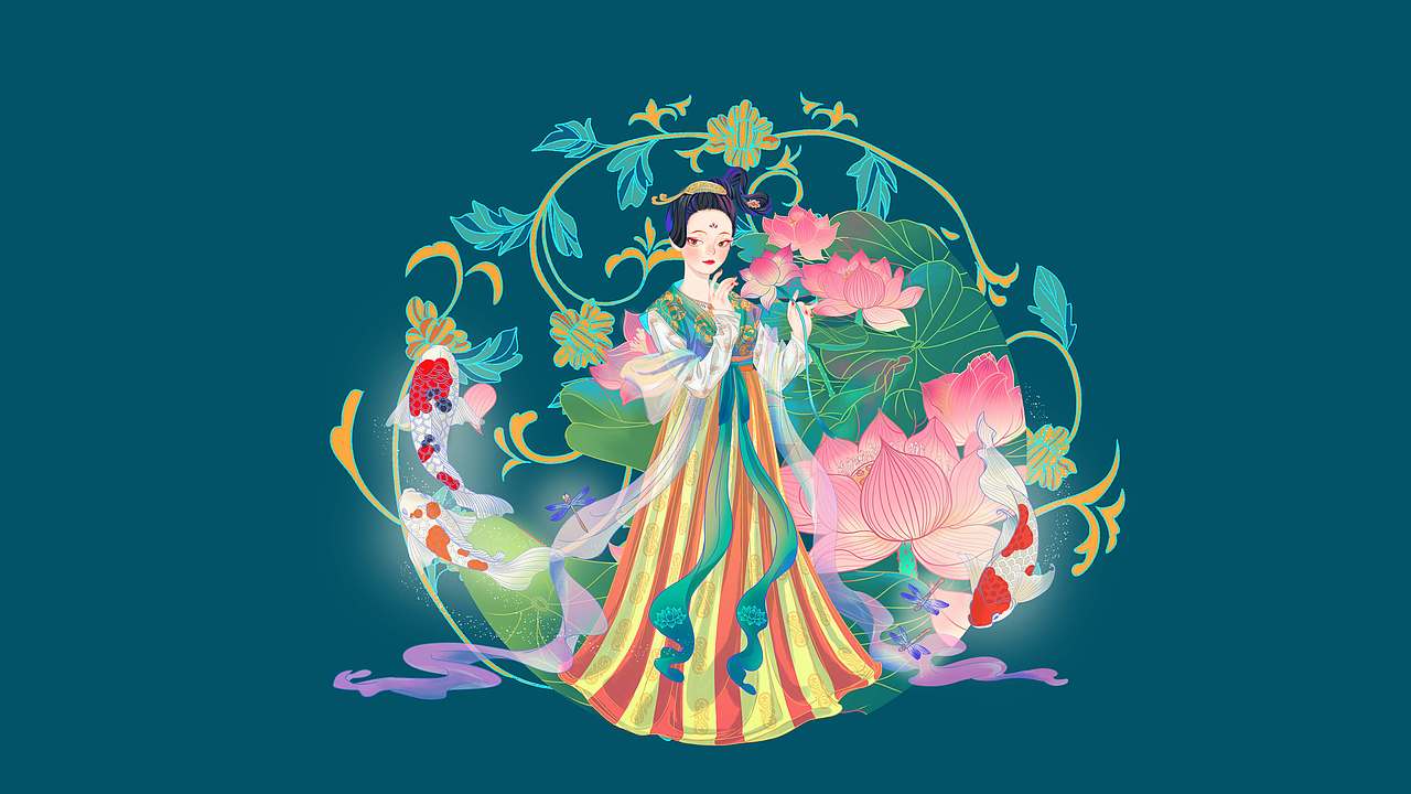 插画-汉服小美女