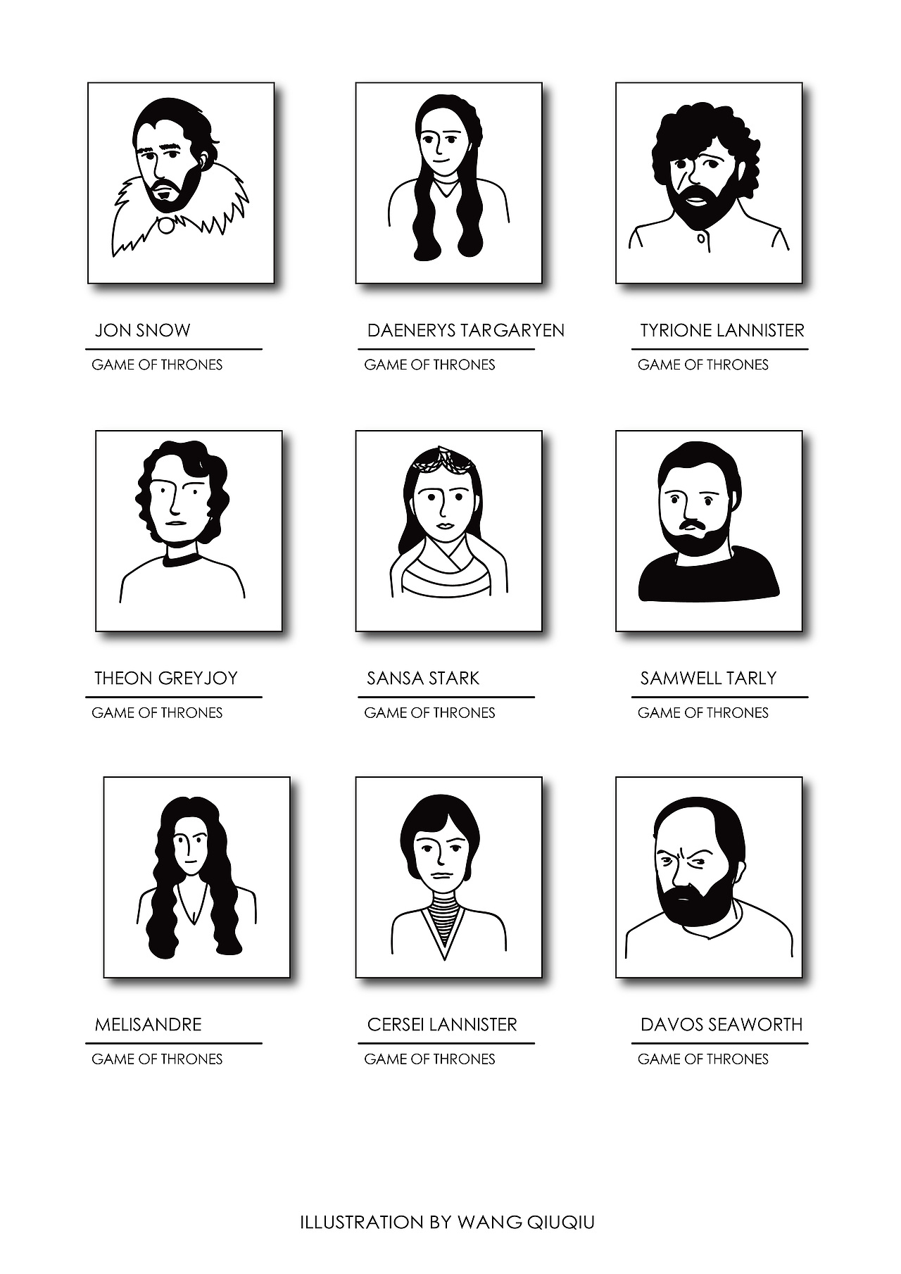 practice 6-线条风小头像 权利的游戏小头像（图ZMTU5ODg4NDky） - 商业插画 - 站酷设计师王秋秋呀原创素材 - 站酷ZCOOL