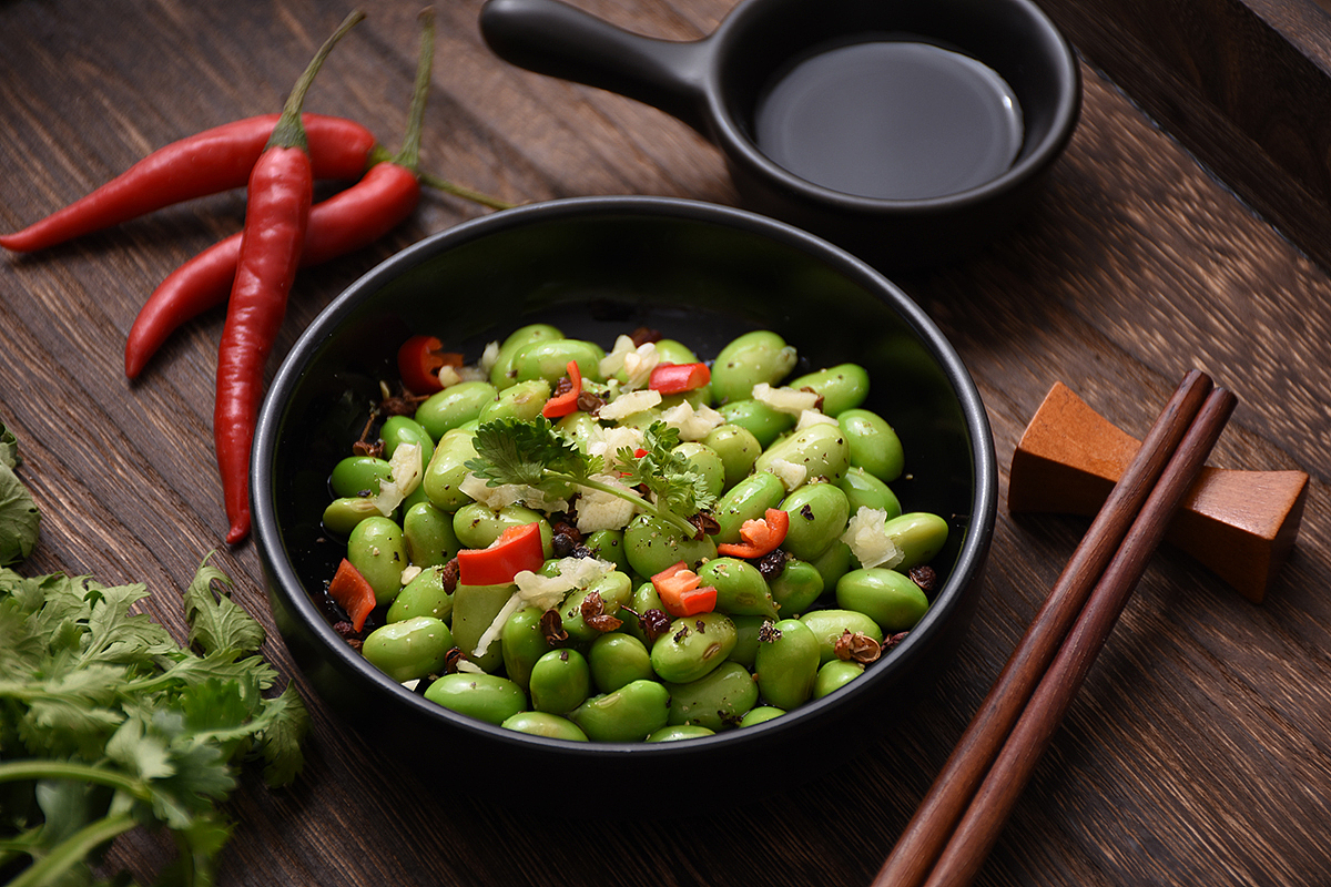 凉拌嫩豆豆美食摄影