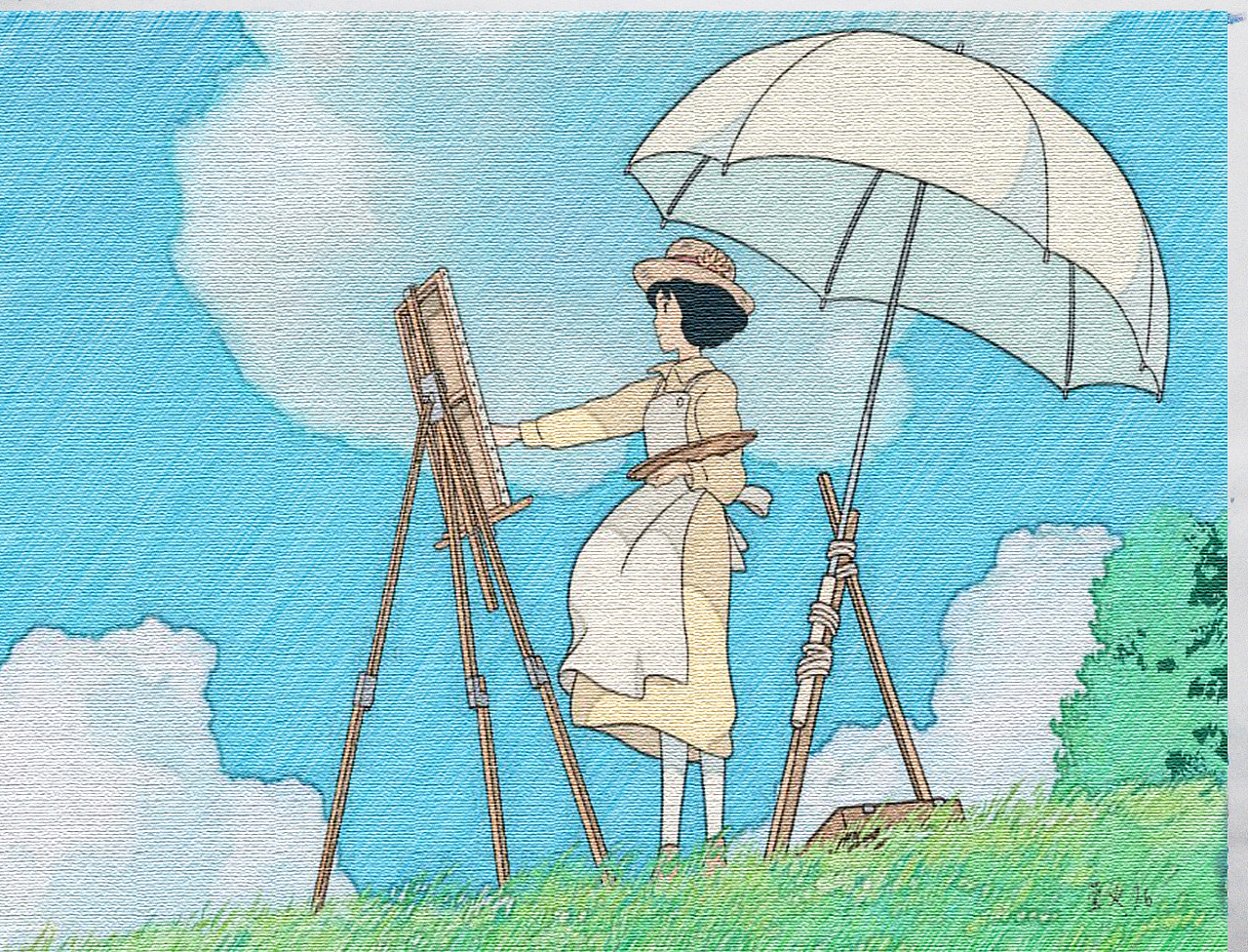 手绘宫崎骏起风了