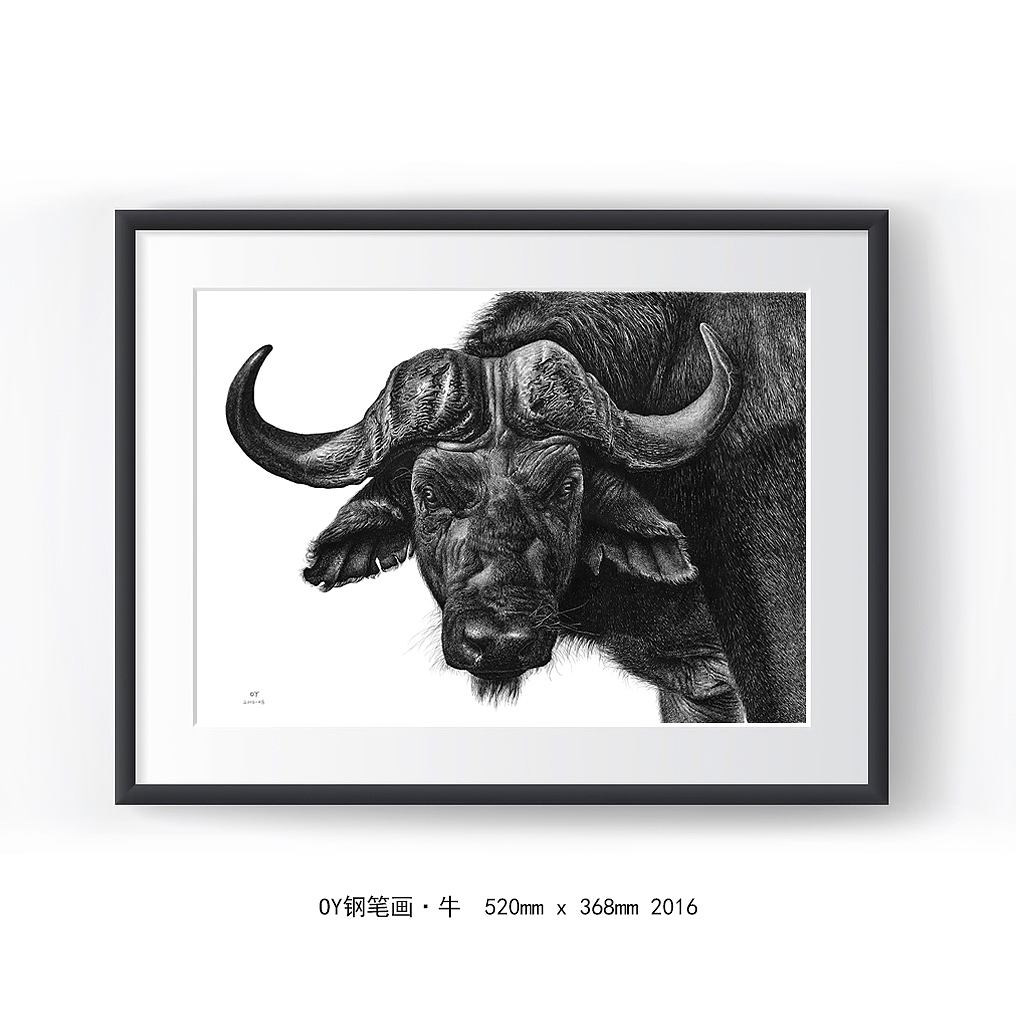 OY钢笔画：牛（图ZNTc2OTczMjQ=） - 绘画 - 站酷设计师欧阳鹏杰_OY原创素材 - 站酷ZCOOL