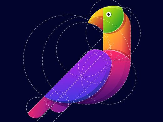 国外炫彩风格鸟logo标志AI素材