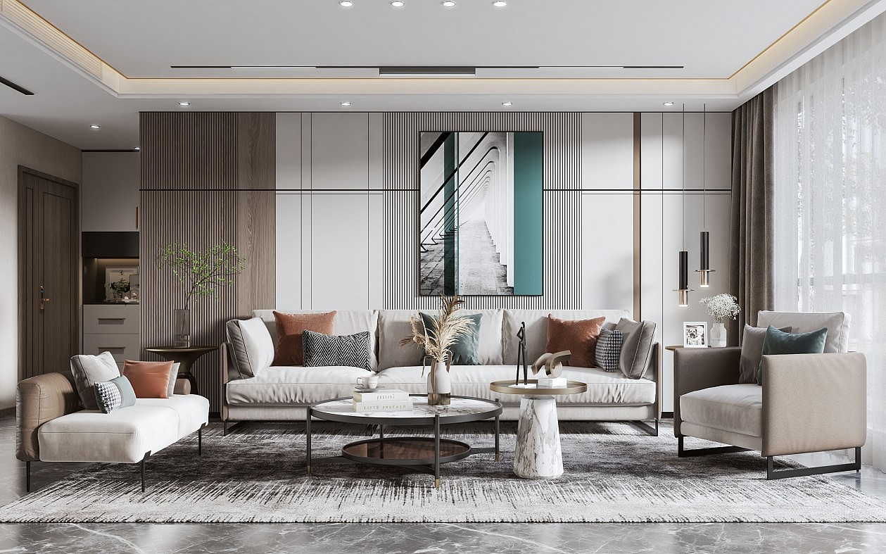 现代客厅全景效果图设计（图ZMjgyNjM1NDg0） - 家装设计 - 站酷设计师王彤ing原创素材 - 站酷ZCOOL
