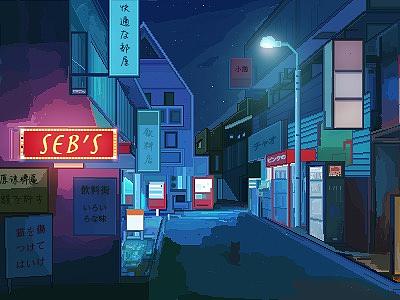 pixcel-像素画，街头猫咪