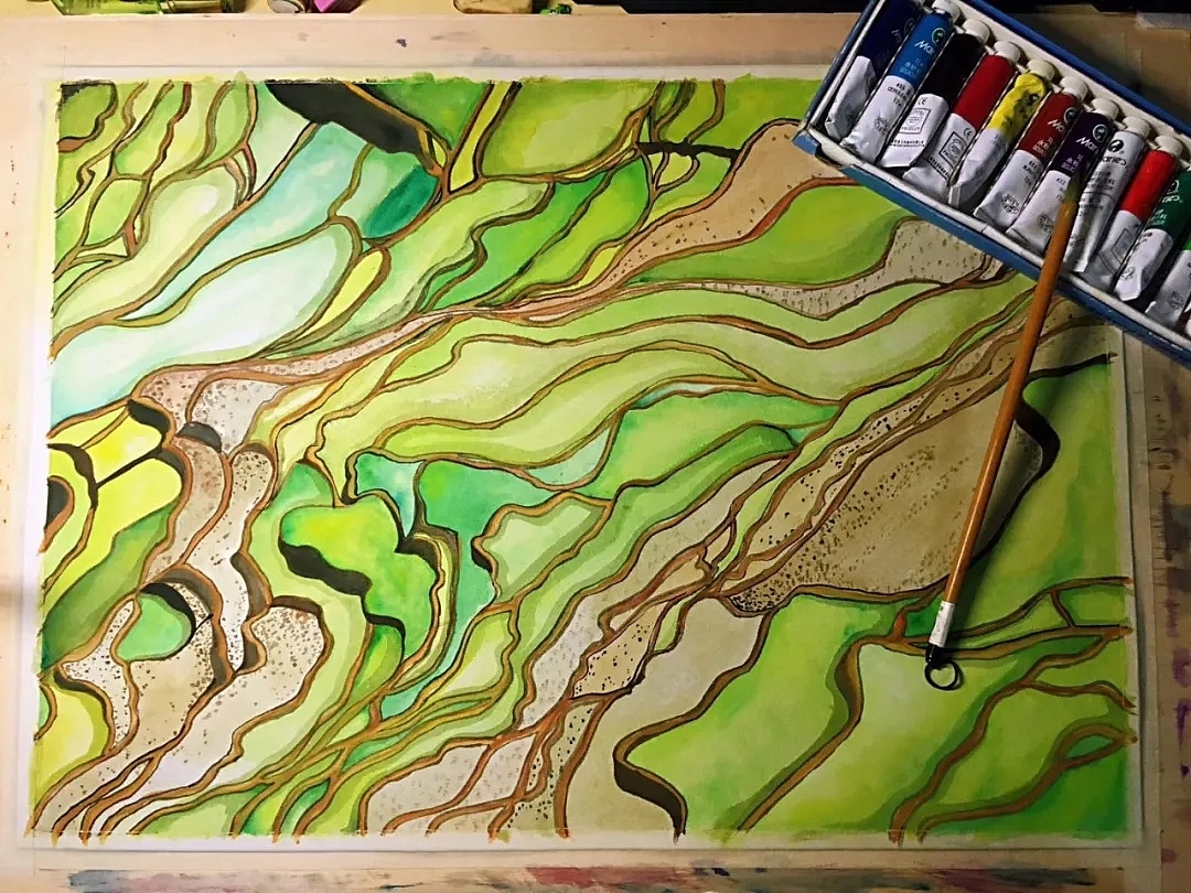 衍纸原创作品：《梯田》（图ZMTYzMzA4MzY4） - 其他手工艺 - 站酷设计师池王思原创素材 - 站酷ZCOOL