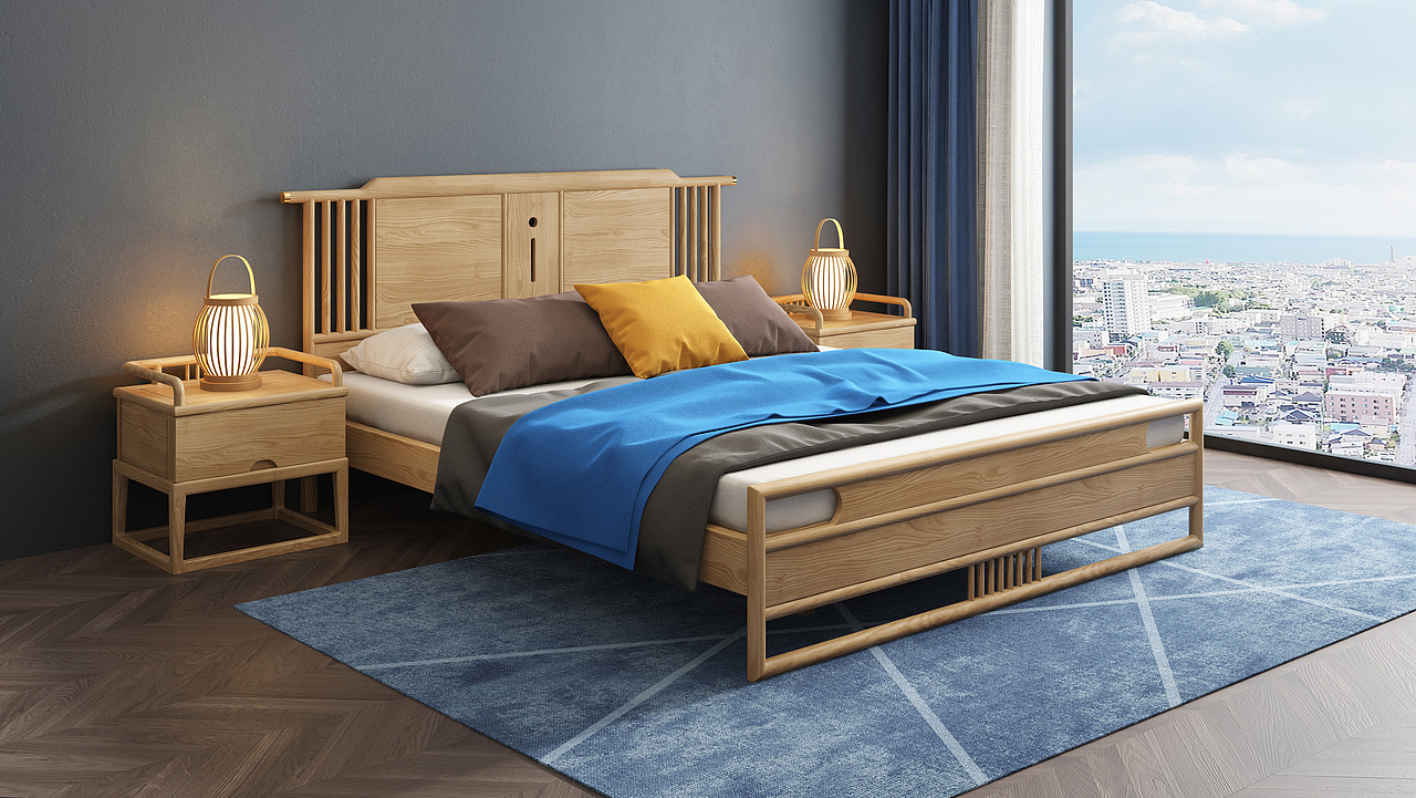 №295中式实木床建模渲染教程（图ZMjgxODA2Mzgw） - 生活用品 - 站酷设计师古色谷香原创素材 - 站酷ZCOOL