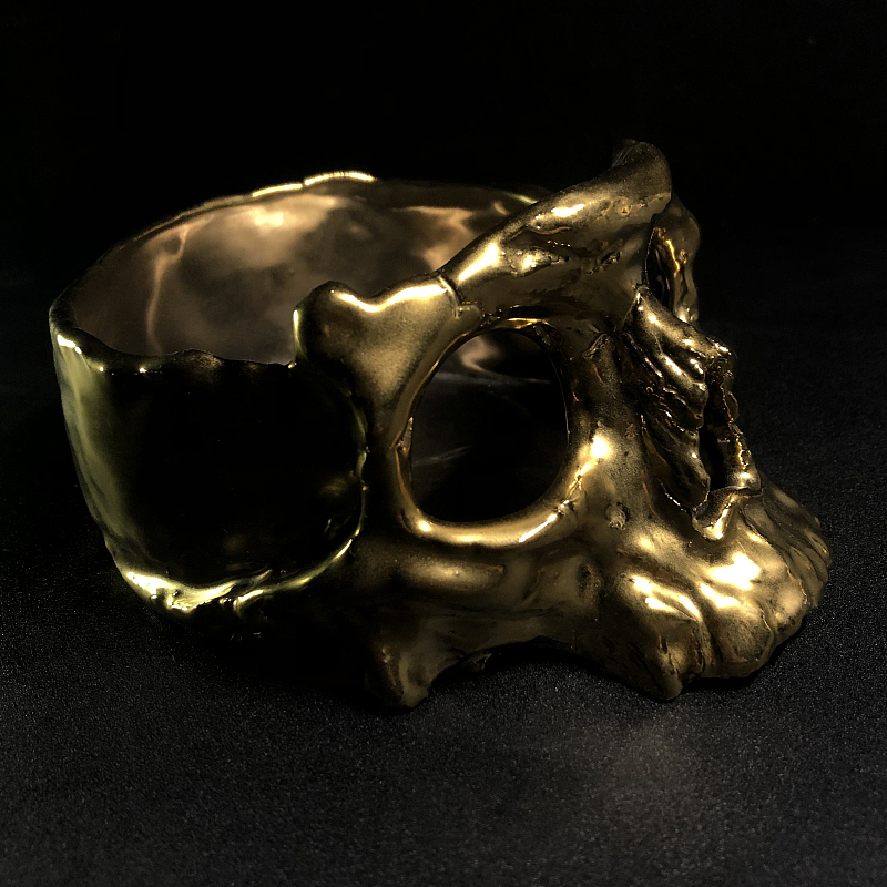 【SKULL】骷髅 暗黑系1300°电镀金属色陶瓷烟灰缸摆件