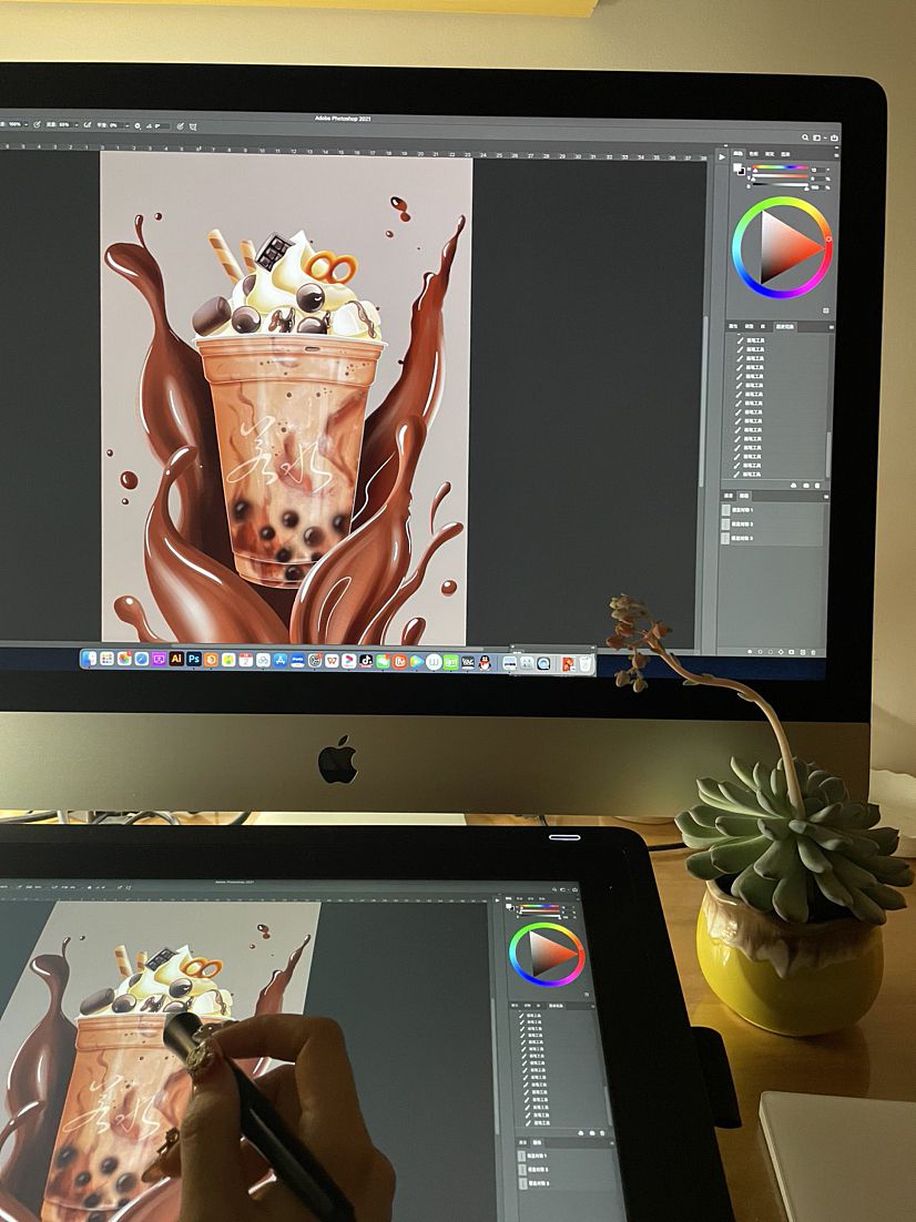 奶茶餐饮插画外卖配图手绘海报