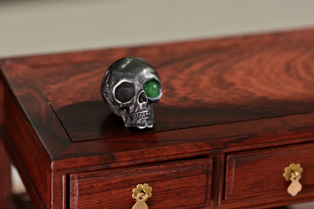 设计师作品|骷髅头翡翠吊坠