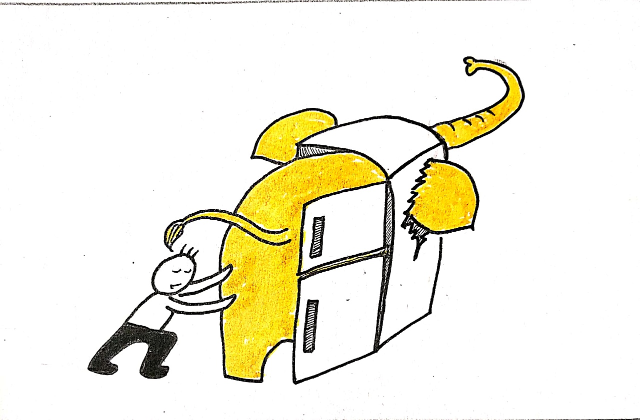 冰箱里能放进大象吗|插画|新锐潮流插画|阿玲读书 - 原创作品 - 站酷