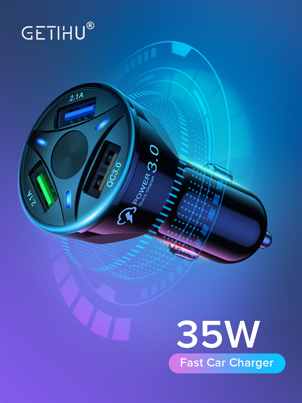 3C数码 数显车充 速卖通主副图