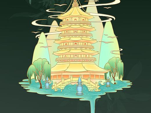 城市文创冰箱贴设计-杭州