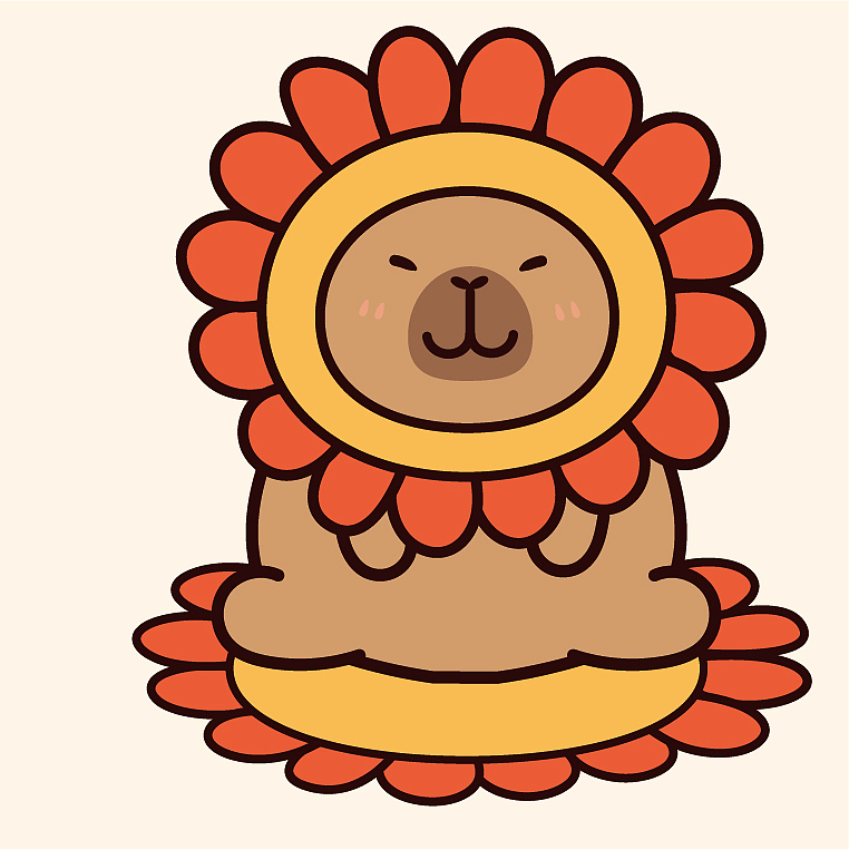 卡皮巴拉水豚萌萌IP卡通形象插画水果系列