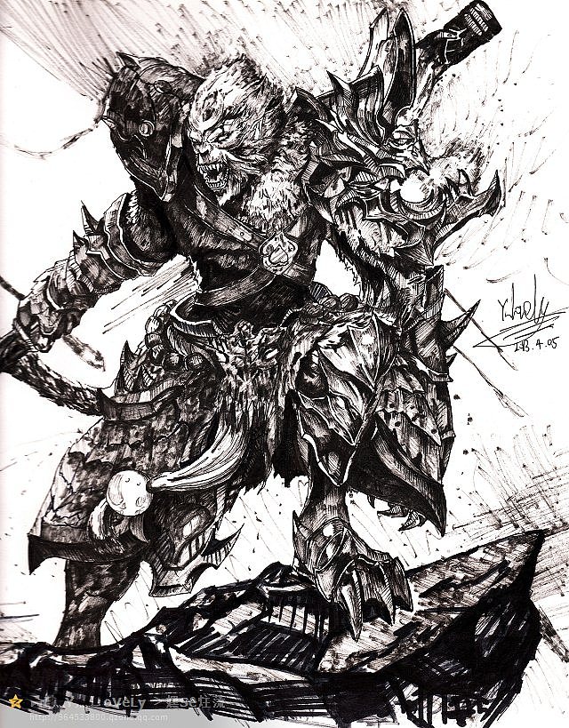 y_lovely 《英雄联盟lol 猴子》—— 圆珠笔画