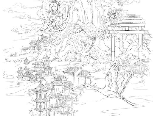 国风插画线稿