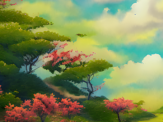 站酷梦笔#16k美丽的风景,绿油油的大草原,星星点点