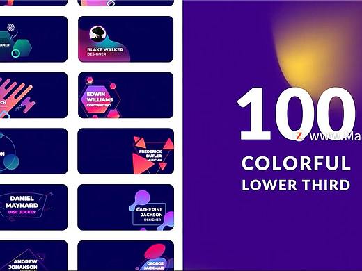 FCPX插件：100组时尚炫彩渐变图形文字标题字幕条动画Colorful Lower Third