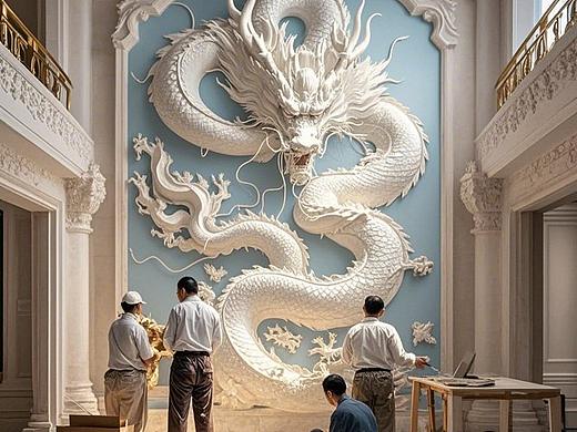 《浮雕中国龙于别墅，匠心独运的艺术》