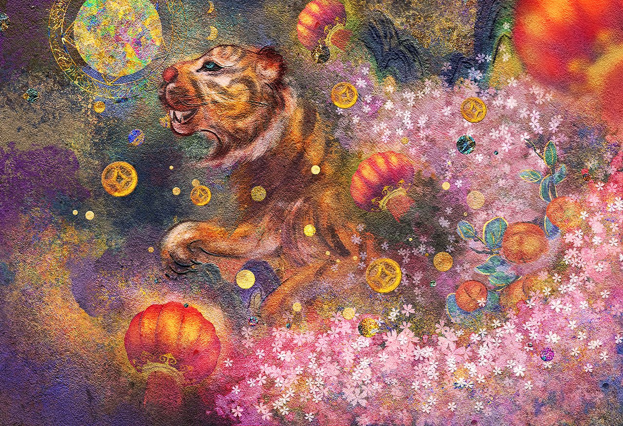 岩彩作品——虎年大吉系列(整理)