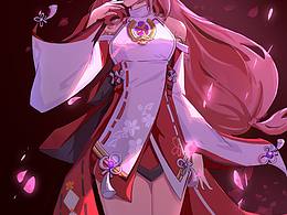 八重神子同人插画