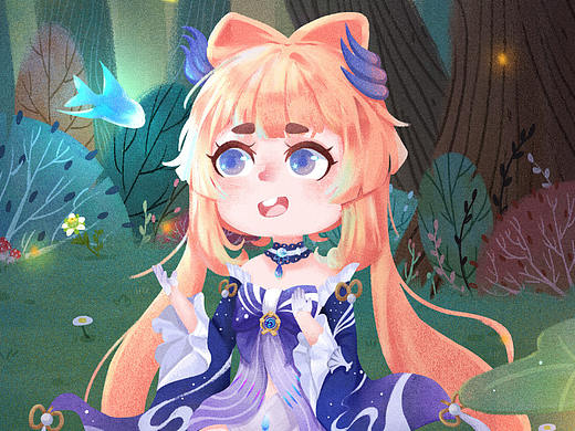 林中燈海（個(gè)人主頁(yè)-ZNTc1MTAyMjQ=） - 兒童插畫(huà) - 站酷設(shè)計(jì)師要畫(huà)畫(huà)的草菇原創(chuàng)素材 - 站酷ZCOOL