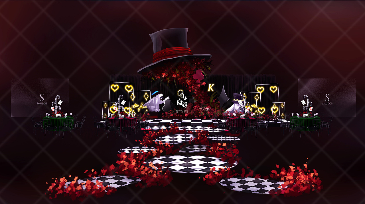 婚礼手绘 — 电脑ps 「魔术与象棋」（图ZMTE4NzI2OTIw） - 舞台美术 - 站酷设计师凡时羽设计工作室原创素材 - 站酷ZCOOL
