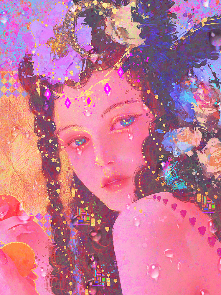 粉色的泪光与花（图ZMzg3MzE3Nzky） - 艺术插画 - 站酷设计师DISS澌原创素材 - 站酷ZCOOL