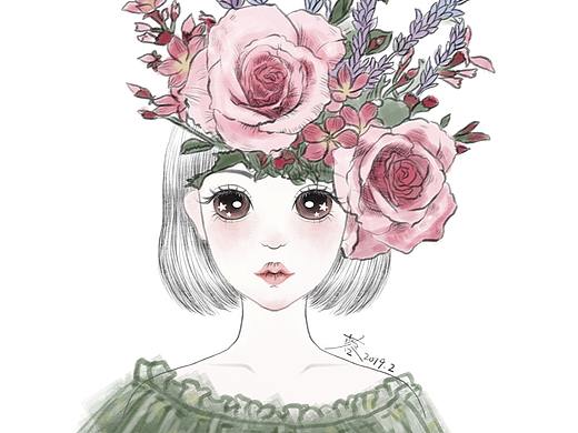 花藝創(chuàng)作女孩插畫（個人主頁-ZMzM3Nzc4NzI=） - 藝術(shù)插畫 - 站酷設(shè)計師馨元畫畫畫原創(chuàng)素材 - 站酷ZCOOL