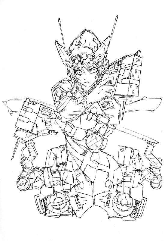马克笔手绘作品-《电子乐少女Gun试做型》（图ZMTMzNTc5MjQ=） - 艺术插画 - 站酷设计师白用感叹号原创素材 - 站酷ZCOOL
