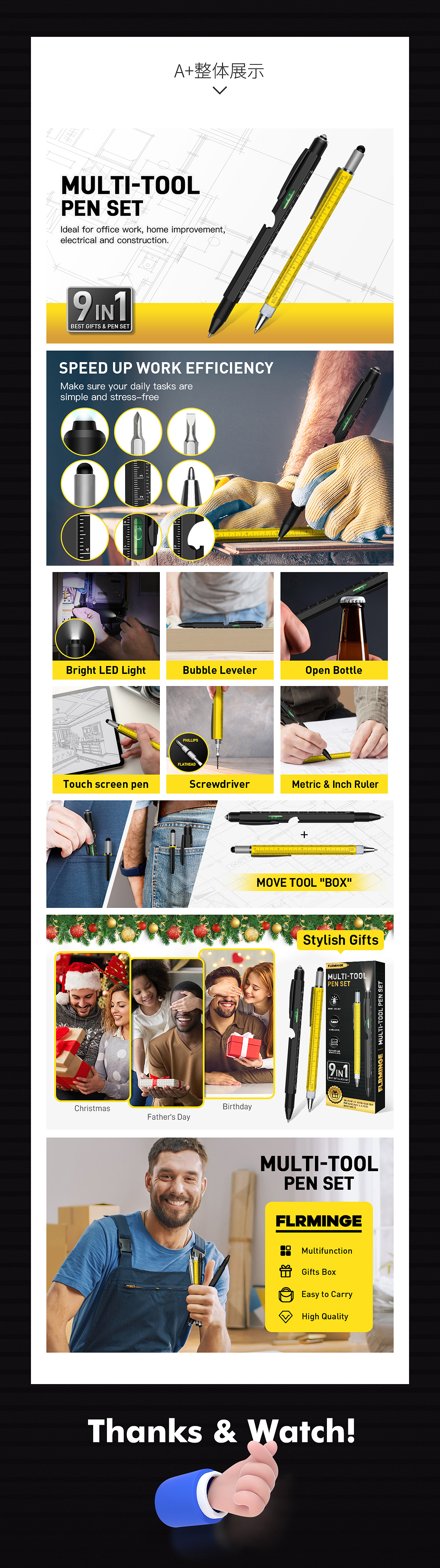 亚马逊主图A+设计-多功能工具笔