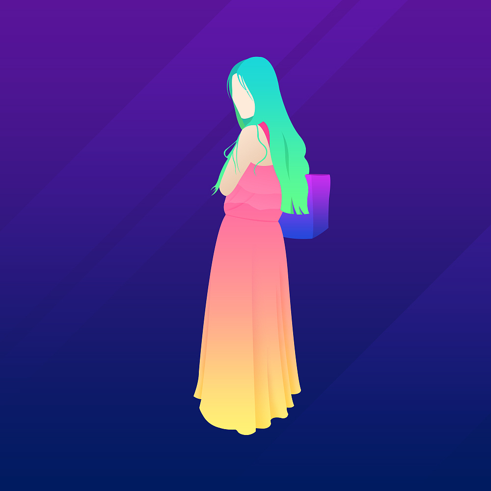 炫酷渐变色人物临摹