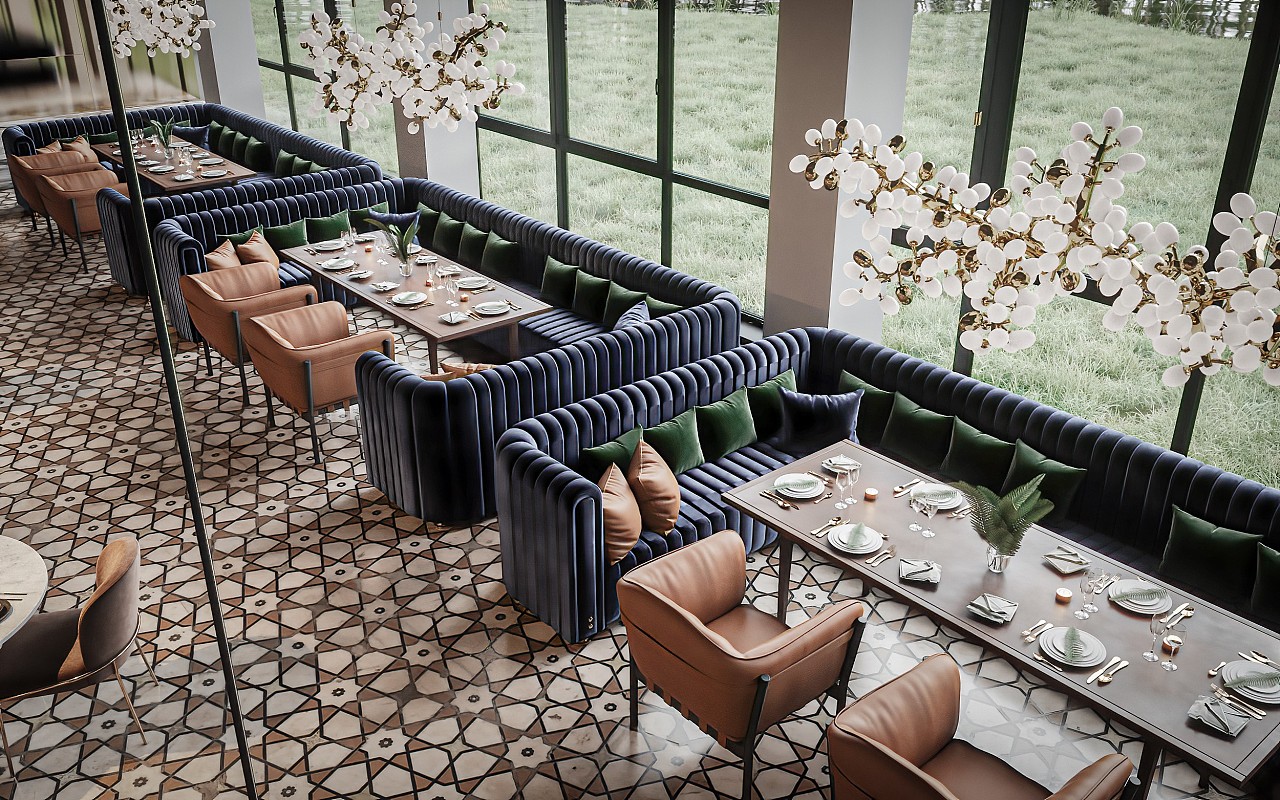 现代轻奢餐饮空间|空间|酒店餐饮设计|梅琳哎 - 临摹作品 - 站酷